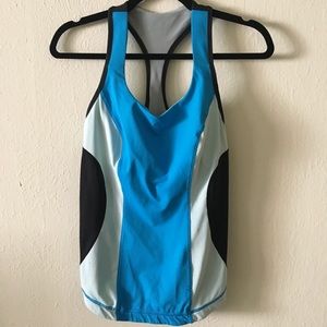 Lululemon Racerback Tank Blue and Black Sz 10